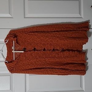 Rust Orange Button-Up Cardigan Sweater, Size Medium, Excellent Condition